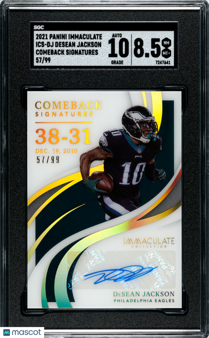 2021 Immaculate Desean Jackson Comebanck Signatures Auto /99 SGC 8.5/10