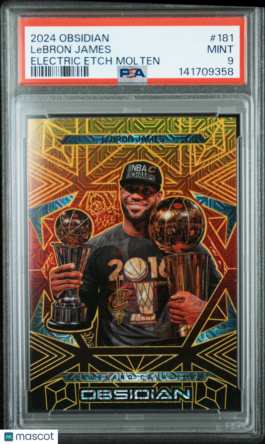 2024 Panini Obsidian LeBron James #181 Electric Etch Molten Mojo /10 PSA 9
