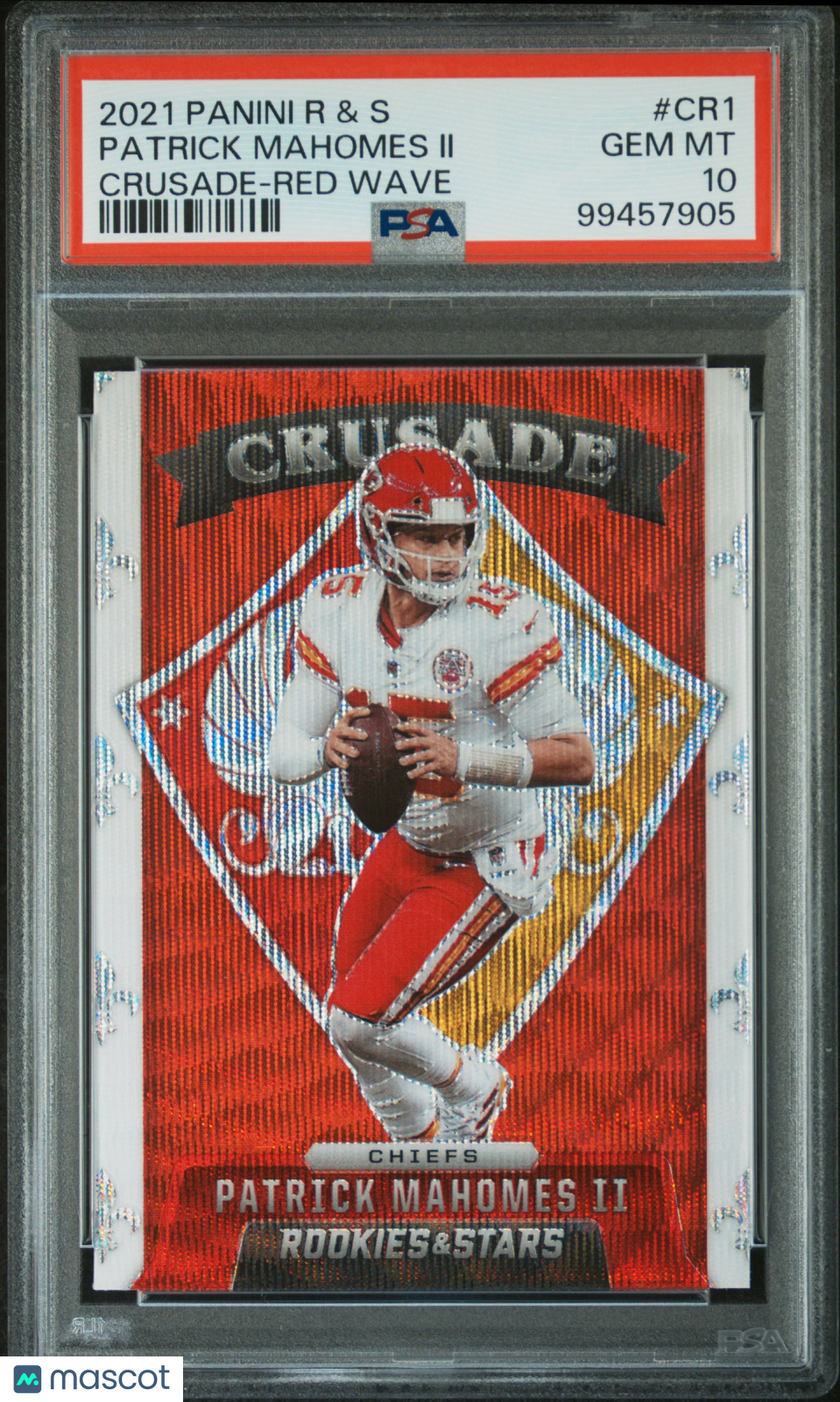 2021 Panini Rookies & Stars Patrick Mahomes II #CR-1 Crusade Red Wave PSA 10