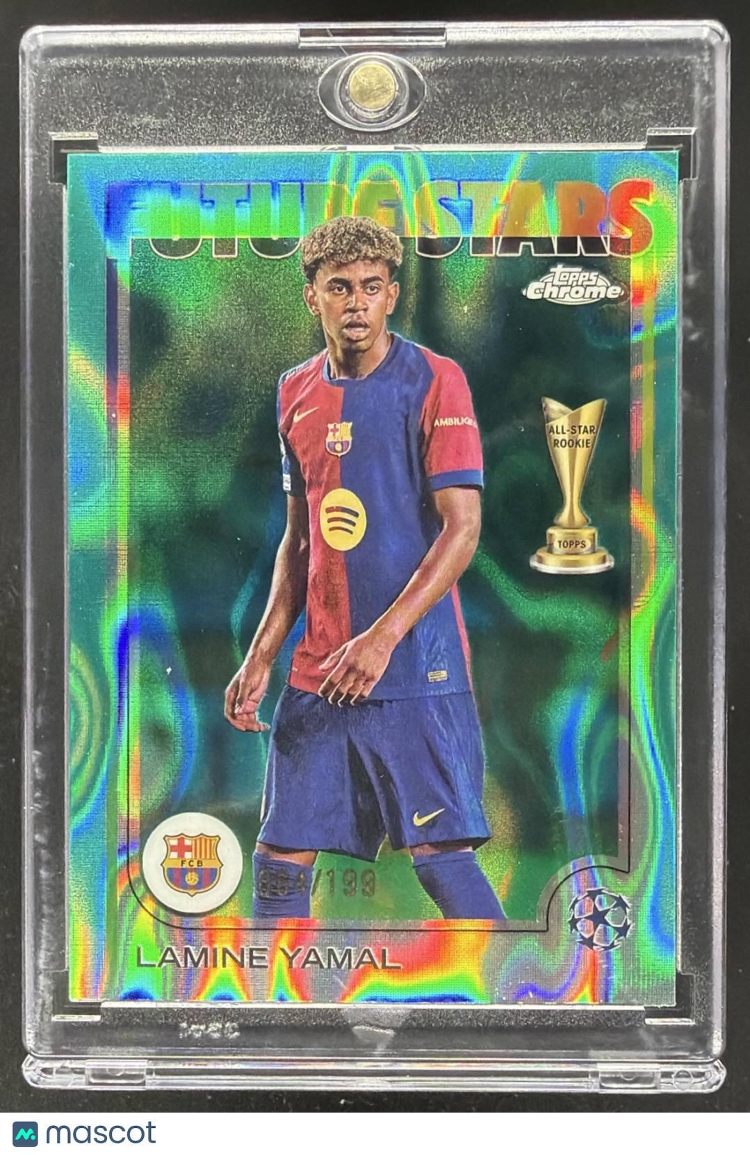2024 Topps Chrome UEFA Club Competitions Lamine Yamal #27 Aqua Lava Refractor /199