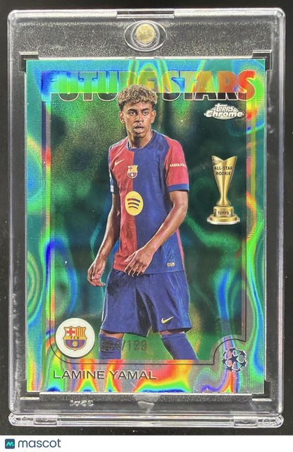 2024 Topps Chrome UEFA Club Competitions Lamine Yamal #27 Aqua Lava Refractor /199