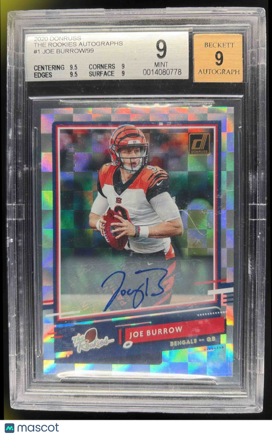 2020 Panini Donruss Joe Burrow #TR-JB The Rookies Auto /99 RC Bengals BGS 9