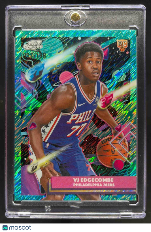 2025-26 Topps Cosmic Chrome VJ Edgecombe #35 Aqua Equinox Refractor 3/199 RC