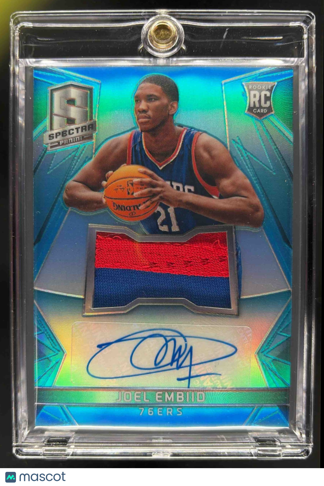 2014-15 Panini Prizm Joel Embiid #3 Rookie Auto Prizms Purple 68/99 RC 76ers