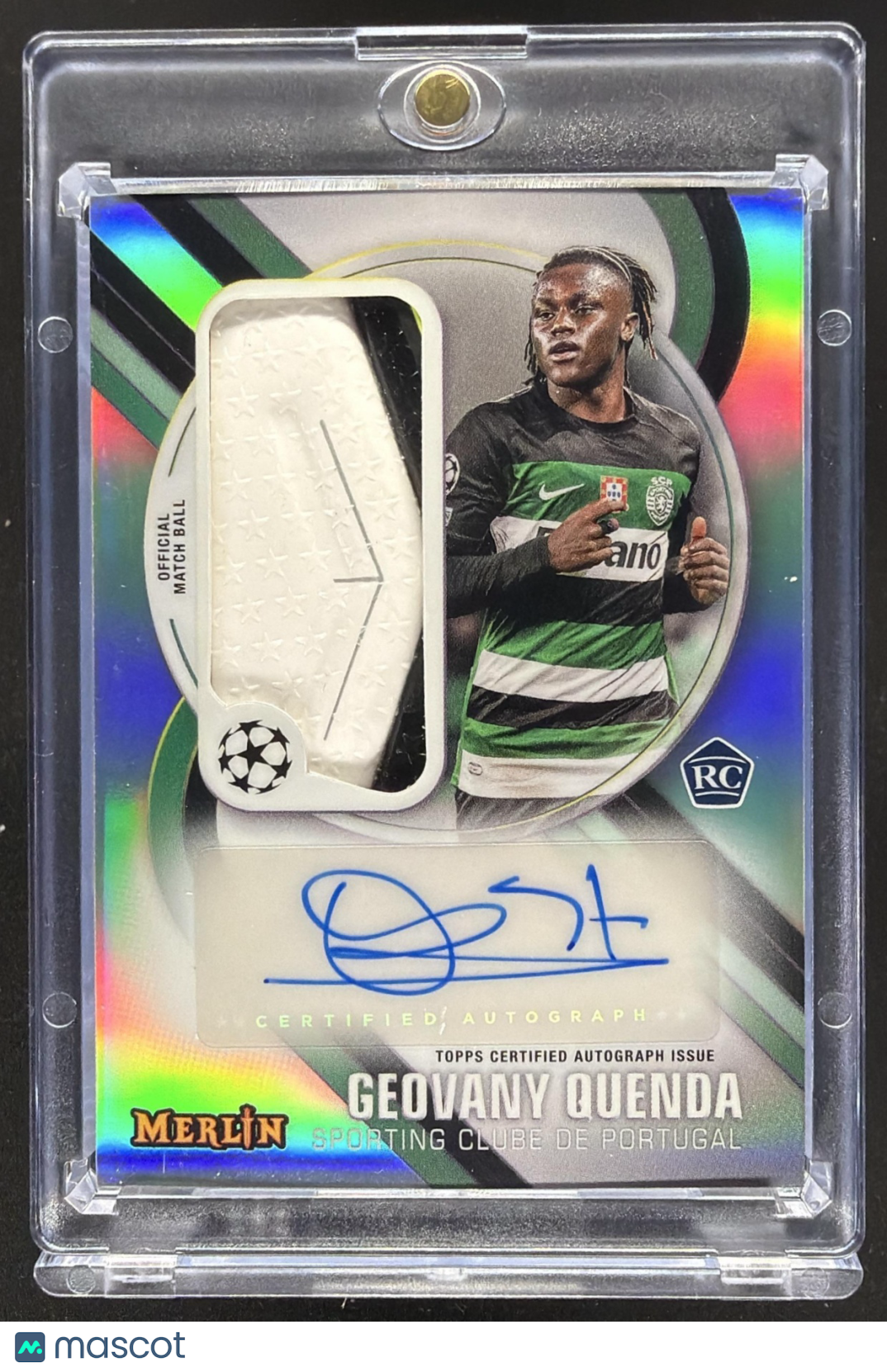 2024 Topps Merlin Chrome UEFA Geovany Quenda #MBS-GQ Merlin's Match Ball Signature Auto