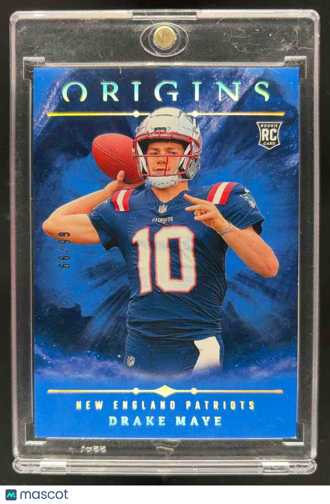 2024 Panini Origins Drake Maye #145 Rookies Holo Blue 66/99 RC Patriots
