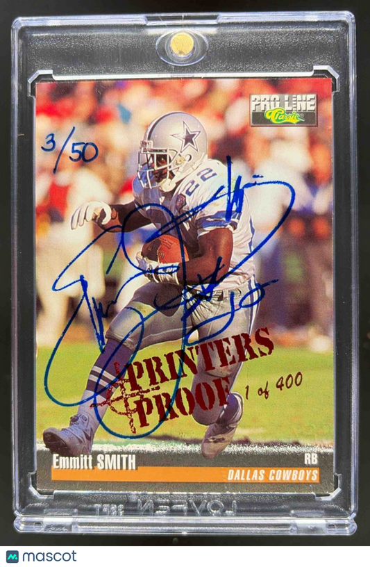 1995 Pro Line Emmitt Smith Printers Proof Auto 3/50