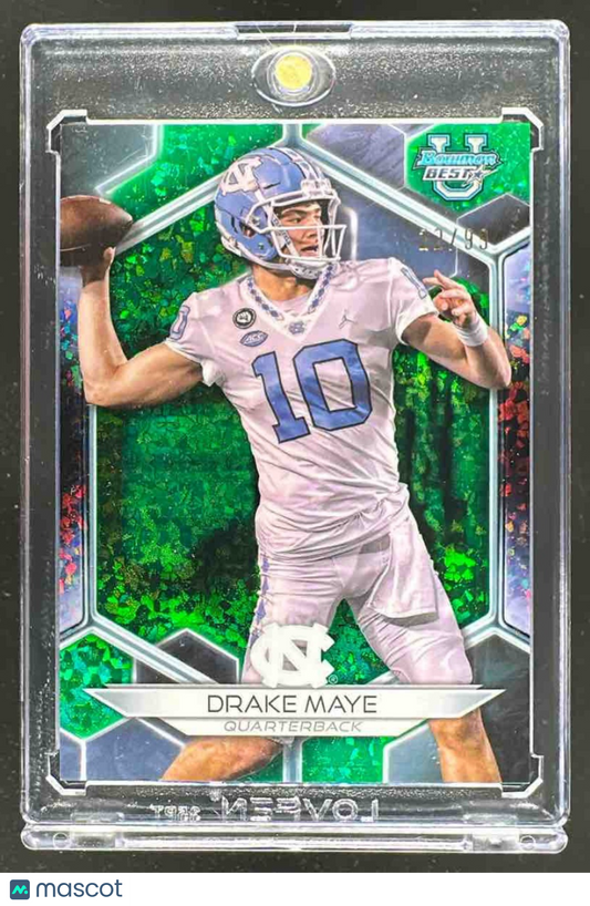 2023 Bowman University Best Drake Maye #96 Green Mini Diamond Refractor 2/99