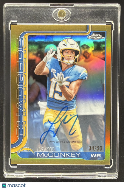 2025 Topps Chrome Ladd McConkey #BA-LM Auto Gold Refractor 34/50