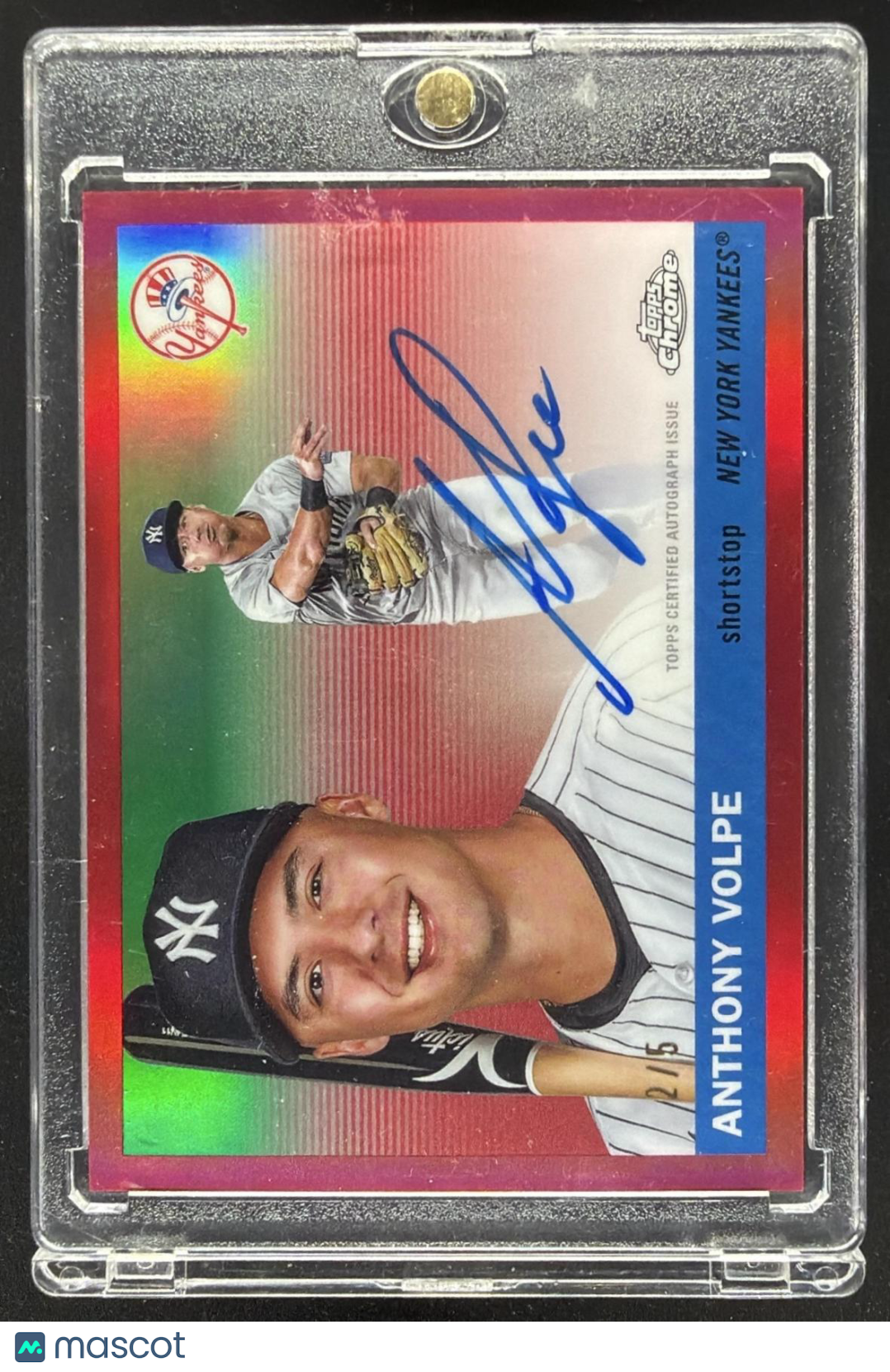 2025 Topps Chrome Platinum Anthony Volpe #CPA-AV Auto Red Refractor /5