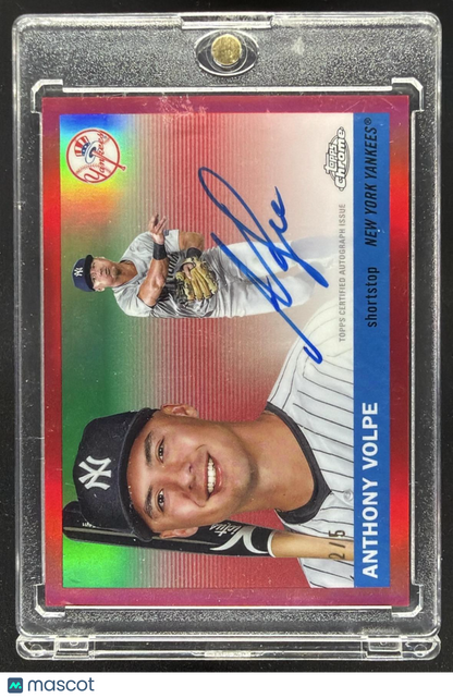 2025 Topps Chrome Platinum Anthony Volpe #CPA-AV Auto Red Refractor /5