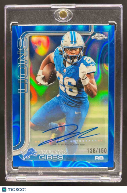 2025 Topps Chrome Jahmyr Gibbs #BA-JG Auto Blue Refractor 136/150