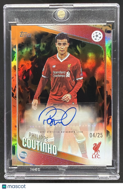 2025 Topps UEFA CC Philippe Coutinho #BA-PC Auto Orange /25