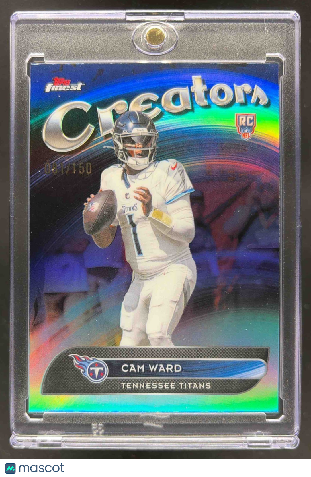 2025 Topps Finest Cam Ward #CR-29 Creators Sky Blue Refractor 81/150