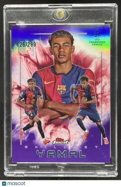 2024 Topps Finest UEFA Club Competitions Lamine Yamal #SK-3 Skillset Purple Refractor /299