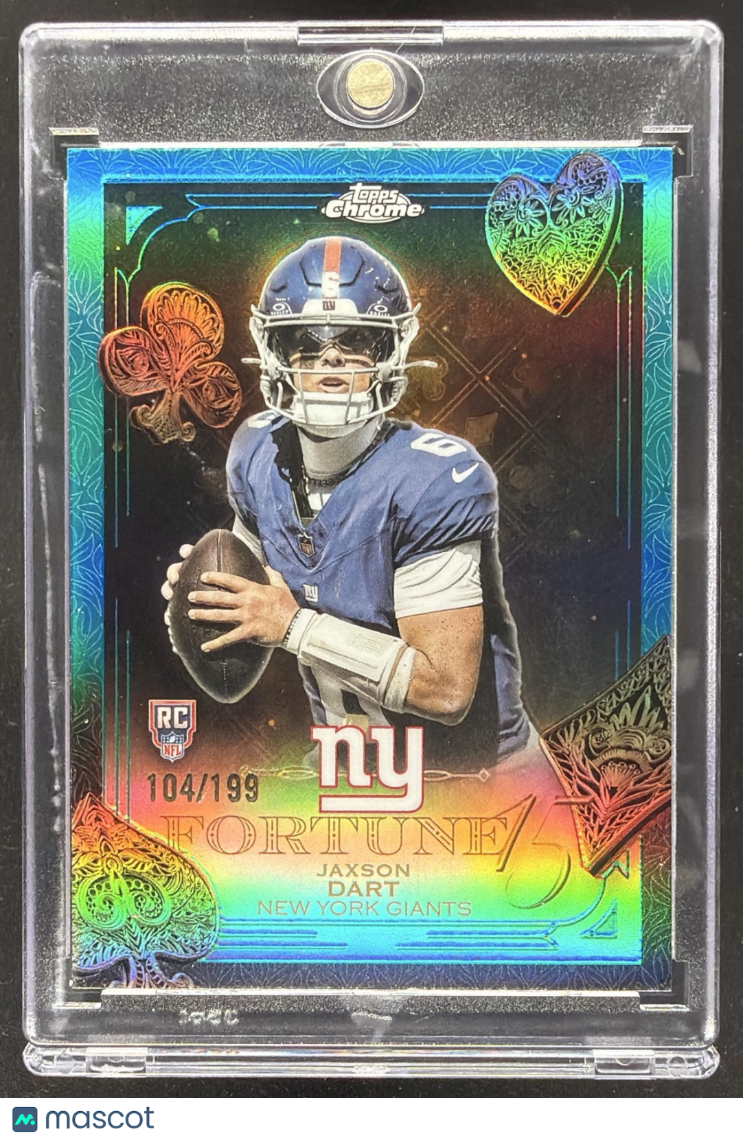 2025 Topps Chrome Jaxson Dart #F15-23 Fortune 15 Aqua Refractor 104/199 RC