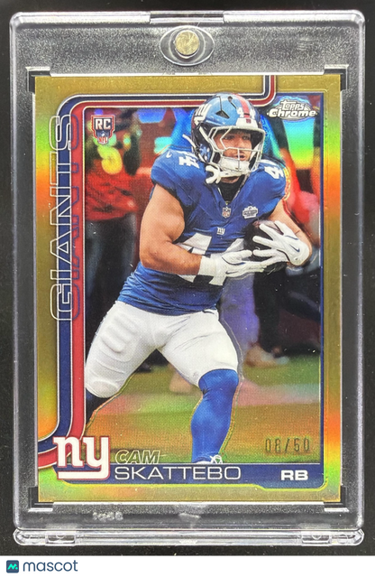 2025 Topps Chrome Cam Skattebo #331 Rookie True Gold Refractor 8/50 RC