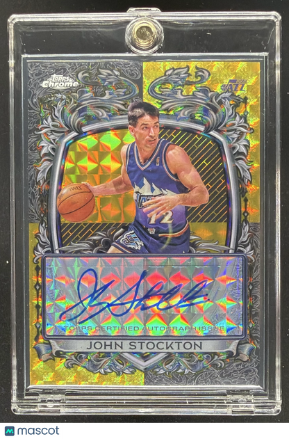 2025-26 Topps Chrome John Stockton #SS-JS Gold Refractor Auto /50
