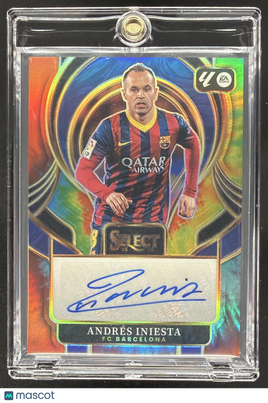 2025 Panini Select La Liga Andres Iniesta #24 Signatures Tie-Dye Prizm /25 Auto