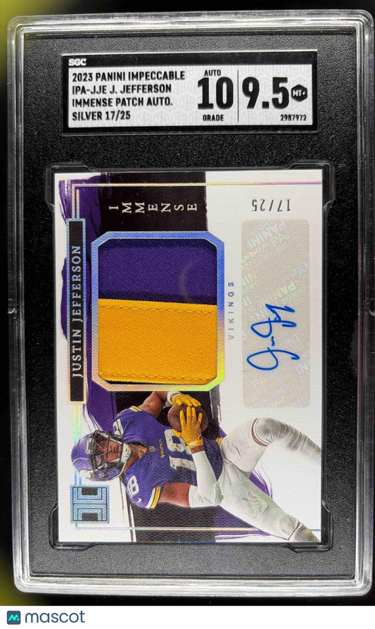 2023 Panini Impeccable Justin Jefferson #IPA-JJE Immense Patch Autos Silver /25 MEM Auto