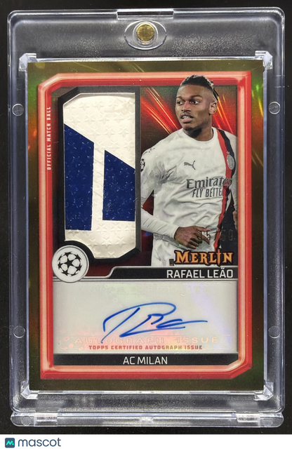 2023 Topps Chrome Merlin UEFA Rafael Leao #MBS-RA Match Ball Gold Refractor /50 Auto