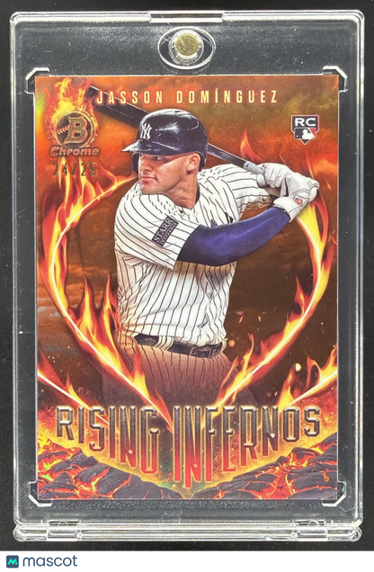 2024 Bowman Jasson Dominguez #RI-2 Rising Infernos Chrome Orange Refractor /25 RC