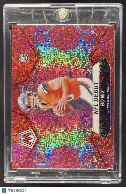 2024 Panini Mosaic Bo Nix #271 Red Sparkle Prizm RC NFL Debut