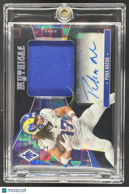 2025 Panini Phoenix Puka Nacua #MMA-PNA Mythical Materials Auto Pandora Prizm /99