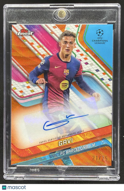 2025 Topps Finest Gavi Orange Wave /25 Auto