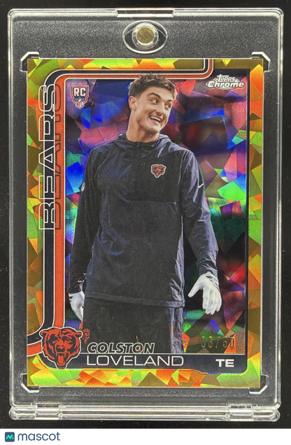 2025 Topps Chrome Colston Loveland #345 Rookie Image Variation Gold Refractor /50 SP RC