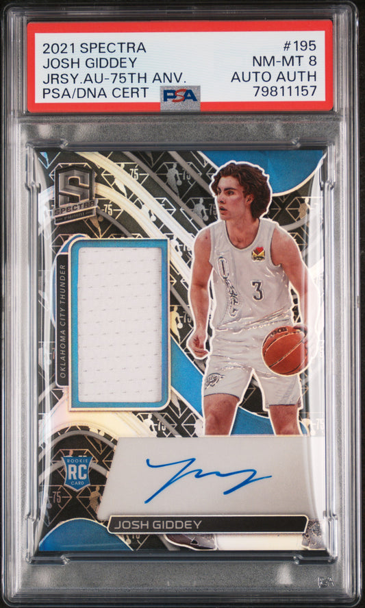 2021 Spectra Josh Giddey 75th Anniversary Rookie Patch Auto 06/75 PSA 8