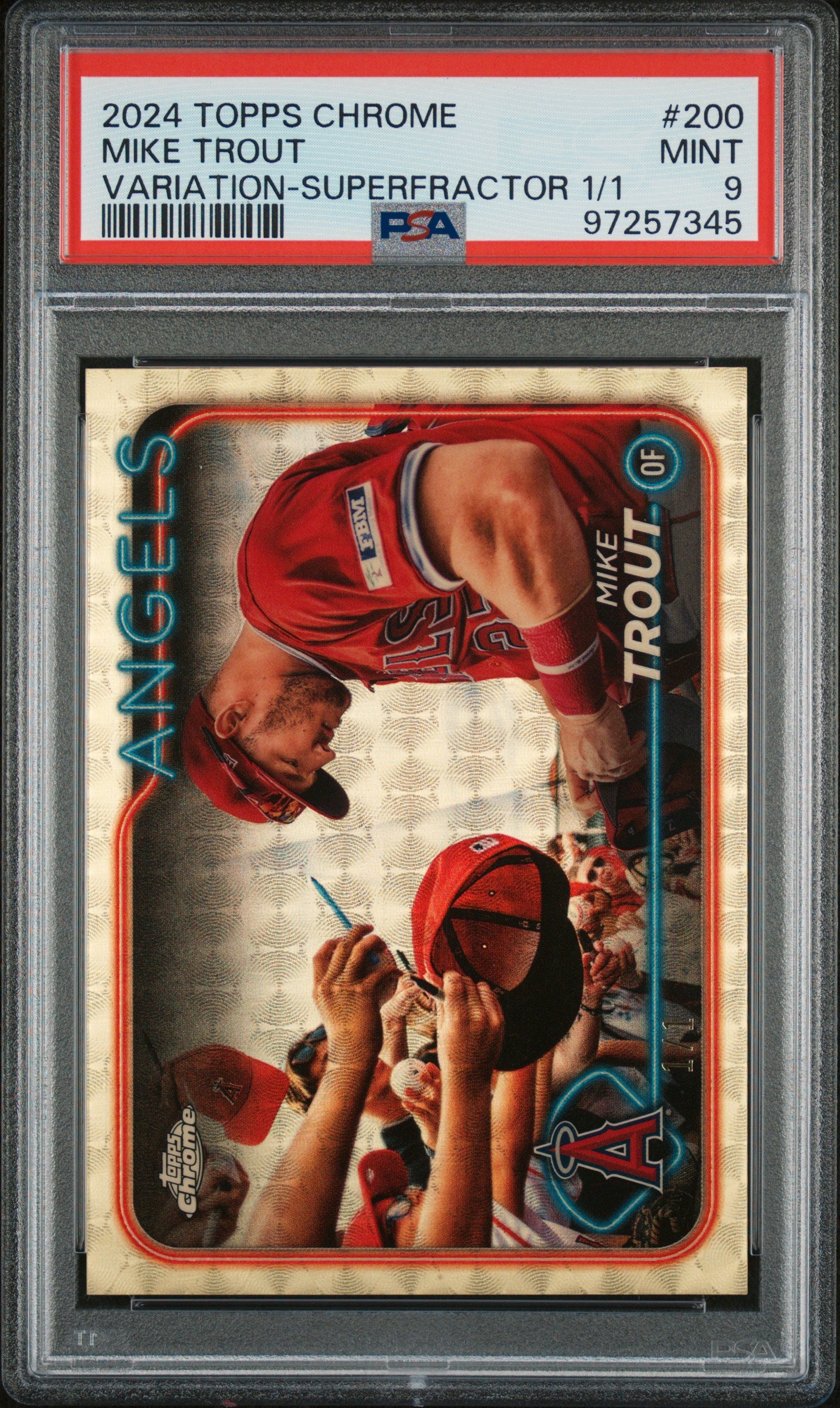 2024 Topps Chrome Mike Trout Variation 1/1 Superfractor PSA 9