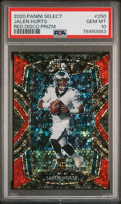 2020 Select Jalen Hurts Red Disco 13/49 PSA 10 RC