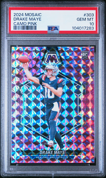 2024 Mosaic Drake Maye Camo Pink PSA 10 RC