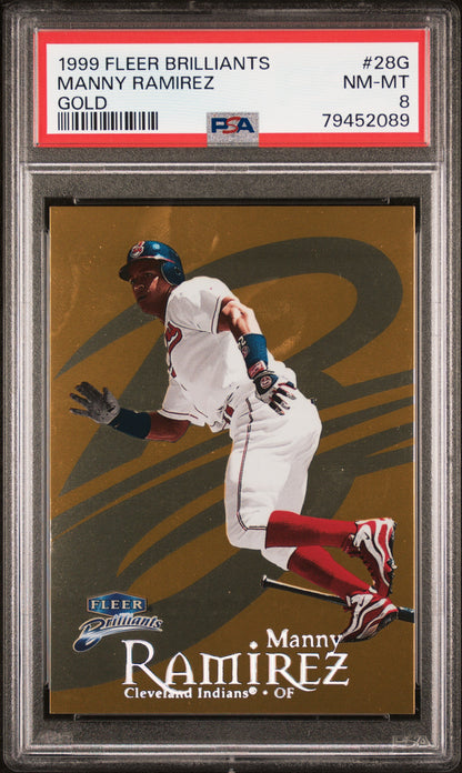 1999 Fleer Brilliants Manny Ramirez Gold 86/99 PSA 8