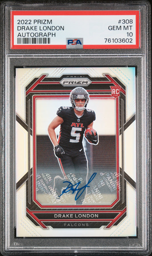 2022 Prizm Drake London Silver Rookie Auto PSA 10 RC