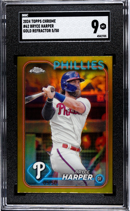 2024 Topps Chrome Bryce Harper Gold Refractor /50 SGC 9